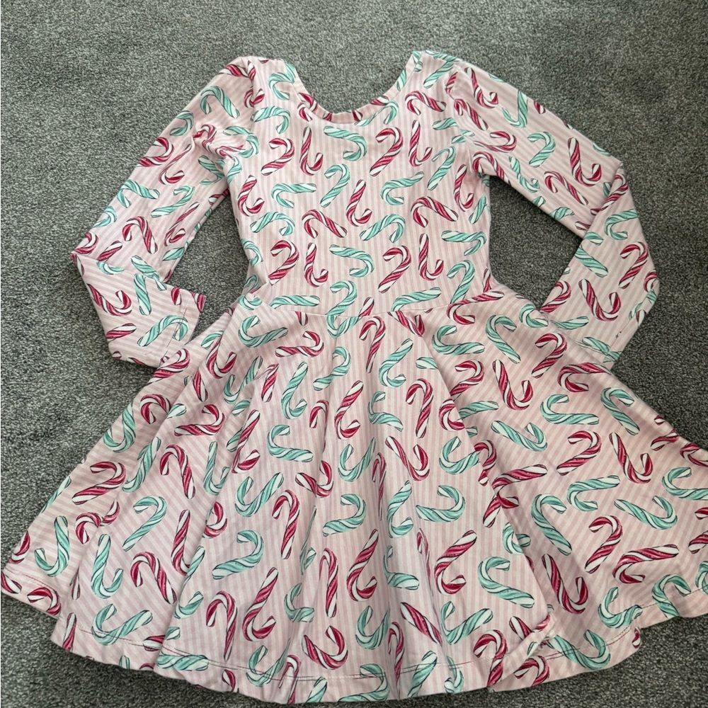 Handmade Candy Cane Patterned Twirl Dress Sz 6-7